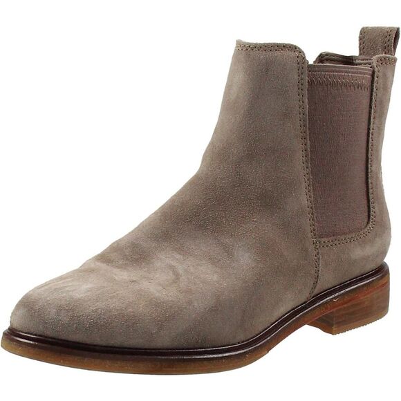 Clarks Womens Clarkdale Arlo Taupe Suede Pull On Chelsea Boots Shoes Used - Picture 1 of 5